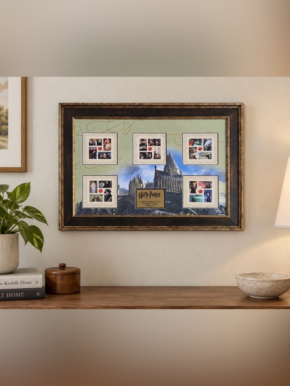 2013 USPS Harry Potter Framed Art Stamp Display Hogwarts Orlando FL 19.5x14.5